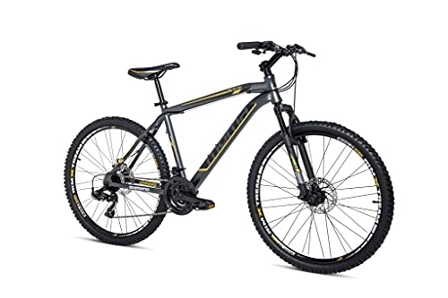 Vélo de montagnes : Moma Bikes Vélo VTT, GTT26", Aluminium, SHIMANO 24V, Freins a Disque, Suspension Avant (Size M-L)