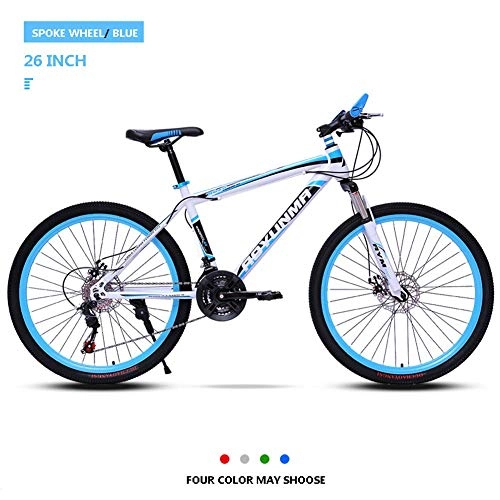 Vélo de montagnes : Mountain Bike 26 pouces, double disque de frein Cadre de vélo Semi-rigide, Vélos de montagne Pays Hommes 21 / 24 / 27 Vitesse AQUILA1125 (Color : Blue)