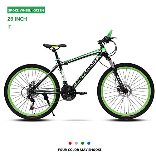 Vélo de montagnes : Mountain Bike 26 pouces, double disque de frein Cadre de vélo Semi-rigide, Vélos de montagne Pays Hommes 21 / 24 / 27 Vitesse AQUILA1125 (Color : Green)