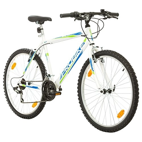 Vélo de montagnes : Multibrand Distribution PROBIKE 26 Pouces VTT 18 Vitesses, Vélo Homme et Vélo Garçon, adapté de 165-183 cm (Blanc)