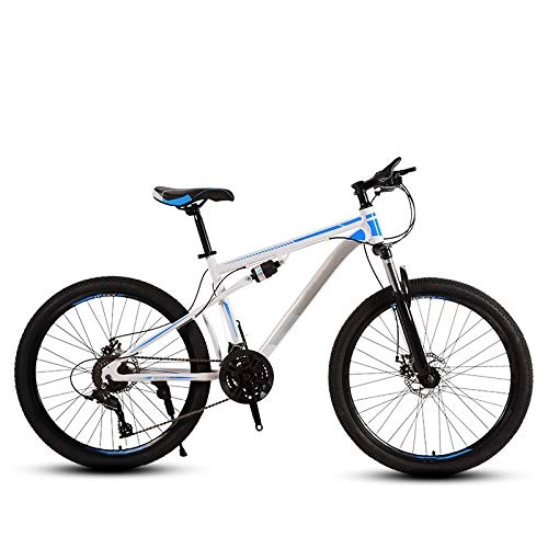 Vélo de montagnes : ndegdgswg VTT 24 / 26 pouces blanc bleu, double amortissement roue rayon adulte hors route vitesse variable vlo de sport route 24" 24 vitesses