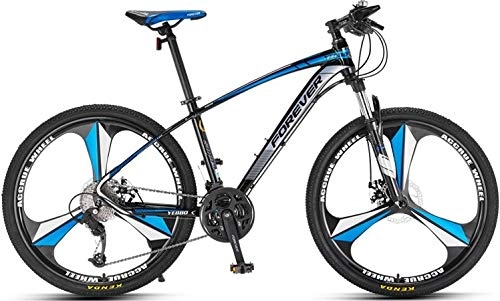 Vélo de montagnes : No Branded Forever VTT pour adulte, vélo Hardtail avec siège réglable, YE880, 26", 27 vitesses, cadre en alliage d'aluminium, noir / bleu, jante en alliage une pièce