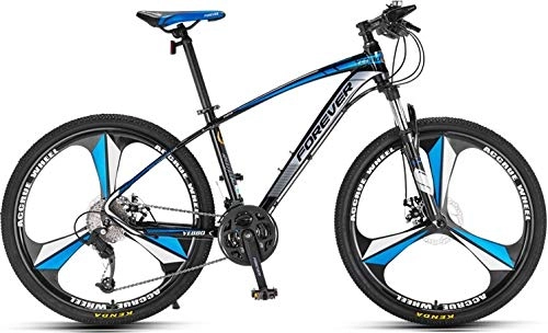 Vélo de montagnes : No Branded Forever VTT pour adulte, vélo Hardtail avec siège réglable, YE880, 26", 30 vitesses, cadre en alliage d'aluminium, noir / bleu, jante en alliage une pièce