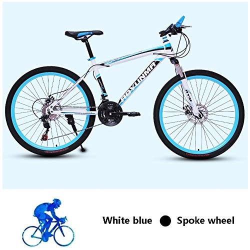 Vélo de montagnes : Pliable Mountain Bike, 26 pouces à vitesse variable adulte vélo, VTT double frein à disque Semi-rigide, en acier au carbone hors route extérieure Ville Cyclisme Voyage AQUILA1125 (Color : Blue)