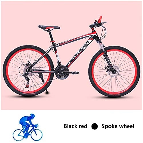 Vélo de montagnes : Pliable Mountain Bike, 26 pouces à vitesse variable adulte vélo, VTT double frein à disque Semi-rigide, en acier au carbone hors route extérieure Ville Cyclisme Voyage AQUILA1125 (Color : Red)