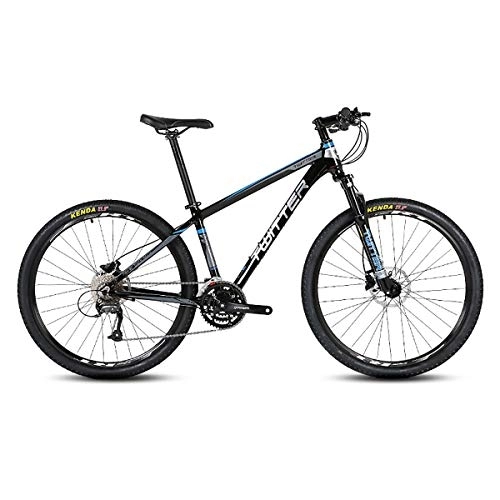 Vélo de montagnes : PXQ Adultes VTT Shimano M370-27 Vitesses Dual Line Disc Brake Off-Road Bike pour Hommes et Femmes en Alliage d'aluminium vélos avec Amortisseur 26 / 27, 5 Pouces, Black1, 27.5"*15.5