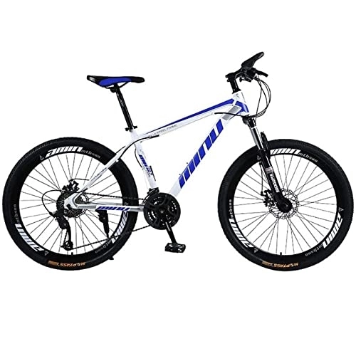 Vélo de montagnes : QCLU 26 Pouces vélo avec fourches de Suspension et éclairage 21 Vitesses Shimano Freins à Disque VTT Semi-Rigide, Trekking Vélo Hommes Vélo Filles vélo, VTT Full Suspension (Color : Blue)