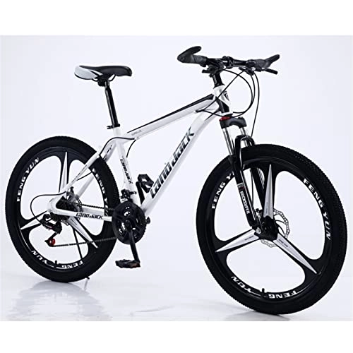 Vélo de montagnes : QCLU Unisexe Mountain Bike, 26 Pouces Mountain Bikes, for Hommes, VTT féminin, avec siège réglable, Freins à Double Disque, Noir et Blanc, 3 Coupe-Roues (Taille : 21-Speed)