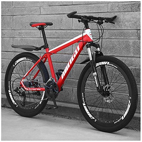 Vélo de montagnes : Qinmo Trafiquant Mountain Bike 26 Pouces, Double Disque de Frein Cadre de vlo hardtails avec sige rglable, Pays de Montagne Vlos Hommes 21 / 24 / 27 / 30 Vitesse (Color : Red, Size : 24 Speed)