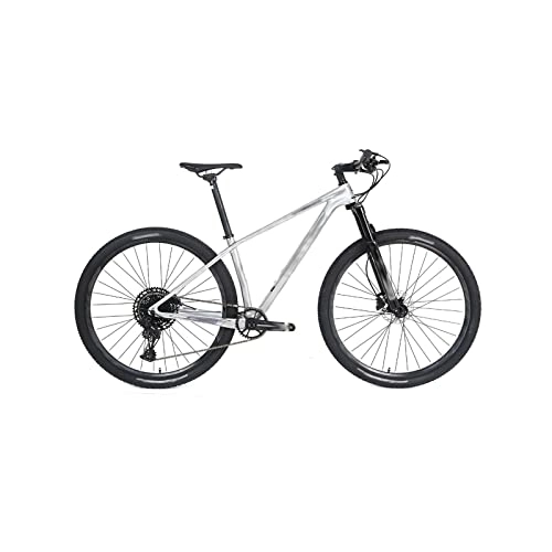 Vélo de montagnes : QYTEC zxc Vélo pour homme Frein à disque à huile tout terrain Fibre de carbone Cadre de VTT Roue en aluminium (couleur : blanc, taille : XL)