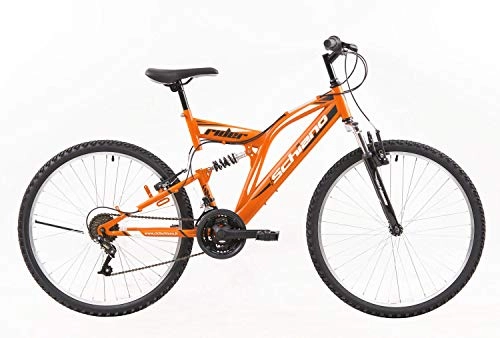 Vélo de montagnes : Schiano Rider VTT Fully Jugendrad VTT 18 Vitesses Garçon, Vélo pour garçon, Fille, Orange