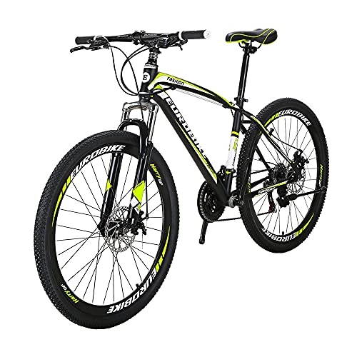 Vélo de montagnes : SD X1 VTT pour adulte - Cadre en acier, Roue 27, 5", Frein à disque, Système 21 vitesses, Suspension avant (Roue à rayons multiples - jaune et noir)