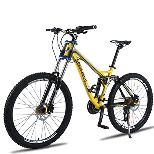 Vélo de montagnes : Tbagem-Yjr 26 Pouces 27 Vitesses en Alliage D'aluminium VTT, Double Suspension Montagne Bicyclette (Color : Yellow)