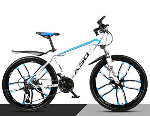 Vélo de montagnes : Tbagem-Yjr Mens Double Bikes De Montagne De Suspension, 26 Pouces Vélo Ville De Banlieue for Adultes Hardtail (Color : White Blue, Size : 21 Speed)