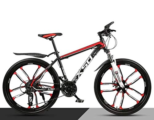 Vélo de montagnes : Tbagem-Yjr VTT 26 Pouces Absorption des Chocs Haute en Acier Au Carbone À Vitesse Variable, Vélo De Route De La Ville (Color : Black Red, Size : 24 Speed)