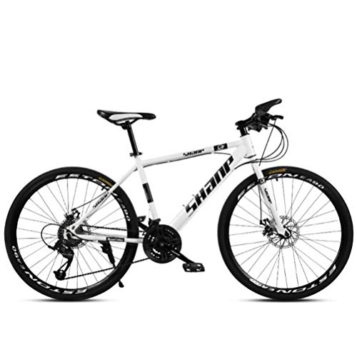 Vélo de montagnes : Tbagem-Yjr VTT for Adultes Cadre D'absorption des Chocs en Acier Au Carbone - Ville Vélo De Route (Color : White, Size : 21 Speed)