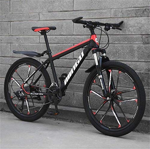 Vélo de montagnes : Tbagem-Yjr Équitation VTT Amortissement, Vélo De Route De La Ville - Suspension Double Mens VTT (Color : Black Red, Size : 24 Speed)