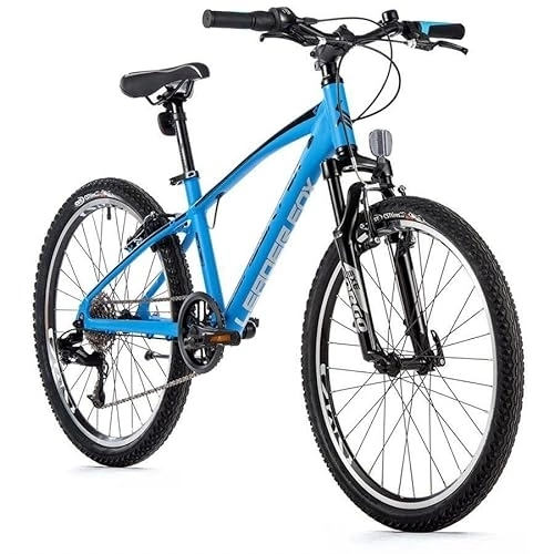 Vélo de montagnes : Velo Musculaire VTT 24 Leader Fox Spider 2023 Garcon Bleu Mat 8V (Taille Enfant 135 à 145 cm)