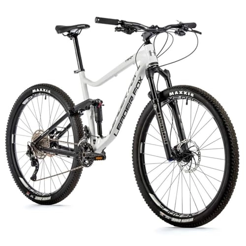 Vélo de montagnes : Velo Musculaire VTT Leader Fox 29 Trion 2021 Tout Suspendu Homme Blanc-Noir 10V (Cadre 19, 5" - H50cm - L - pour Adulte DE 178cm à 185cm)