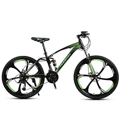 Vélo de montagnes : VTT 24 / 26 pouces avec 21 / 24 / 27 / 30 vitesses, vélo tout-terrain avec double suspension freins à disque selle réglable pour la saleté, le sable, la neige, vélo de route adulte pour homme ou femme