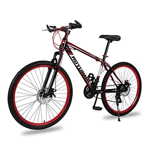 Vélo de montagnes : VTT, 26" Mountain Bike, Cadre en Acier au Carbone Montagne Vélos, Double Frein à Disque et Fourche Avant, 21 Vitesse (Color : Red)