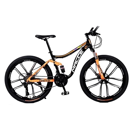 Vélo de montagnes : VTT 26 pouces VTT 21 / 24 / 27 vitesses VTT double amortisseur vélo arrière souple double frein à disque (orange, 10 rayons, 24 vitesses)