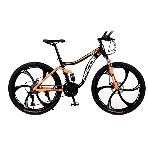 Vélo de montagnes : VTT 26 pouces VTT 21 / 24 / 27 vitesses VTT double amortisseur vélo arrière souple double frein à disque (orange, 6 rayons, 27 vitesses)
