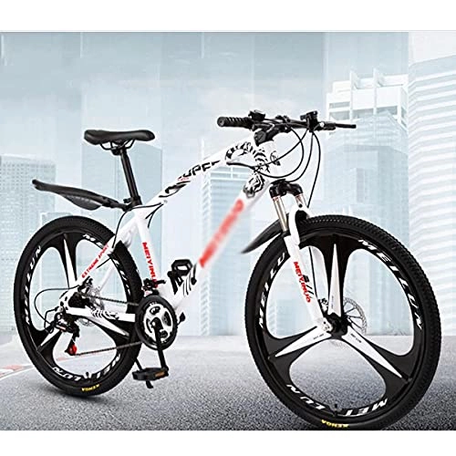 Vélo de montagnes : VTT 26 pouces - Vélo urbain de ville - 21 / 24 / 27 vitesses - Double frein à disque - Pour homme et femme - Taille : 21 vitesses, couleur : noir