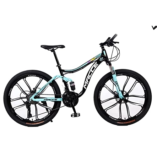 Vélo de montagnes : VTT 26'' VTT 21 / 24 / 27 vitesses double amortisseur vélo arrière souple double frein à disque (bleu, 10 rayons, 27 vitesses)