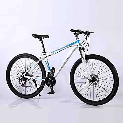 Vélo de montagnes : VTT de 29 pouces, 27 vitesses, VTT en alliage d'aluminium, fourche avant antichoc, double frein à disque, portable antidérapant pour adultes (couleur : blanc)