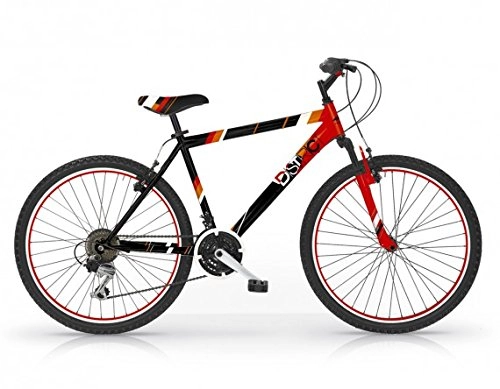 Vélo de montagnes : VTT MBM District pour garçon, cadre en acier, dérailleur Shimano, différentes tailles et dimensions, trois couleurs (Noir / Rouge, 26" 40 cm)