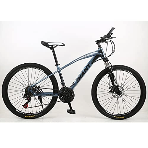 Vélo de montagnes : VTT Semirigide Bicyclette 26 Pouces 21 Vitesses, Cadre Acier Haute Teneur Carbone, Double Frein Disque, Suspension Avant Vélo Anti-Dérapant Vélo pour Adulte, Gris