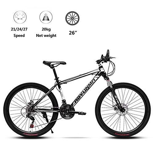 Vélo de montagnes : Vélo 21 / 24 / 27 Speed ​​VTT 26 pouces VTT Suspension vélo choc Absorption à vitesse variable vélo haute en acier au carbone extérieur CYCLISTE AQUILA1125 (Color : Black)