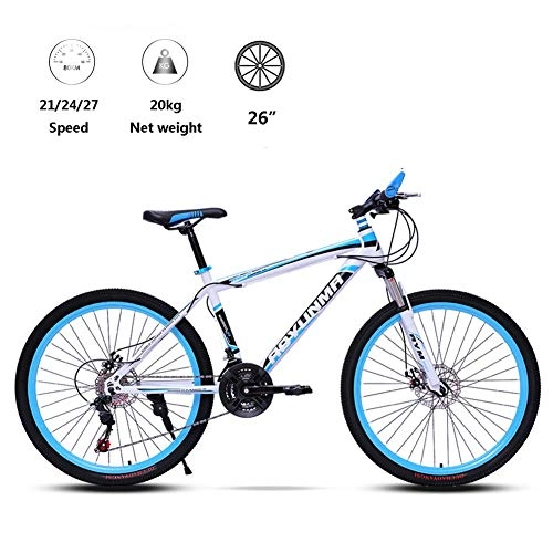 Vélo de montagnes : Vélo 21 / 24 / 27 Speed ​​VTT 26 pouces VTT Suspension vélo choc Absorption à vitesse variable vélo haute en acier au carbone extérieur CYCLISTE AQUILA1125 (Color : Blue)