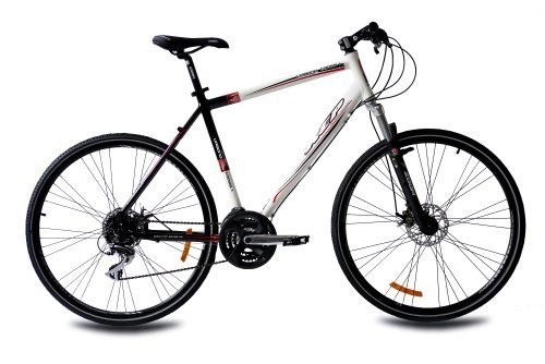 Vélo de montagnes : Vélo cross homme de 28 KCP Cross Moto Vélo Urbano Cross Line 1.0 en aluminium avec 24 g Acera Blanc Noir – 71, 1 cm (28 pouces)