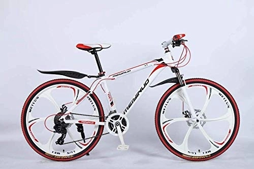 Vélo de montagnes : Vélo de montagne 21 vitesses 66 cm pour adulte en alliage d'aluminium léger avec roue à suspension avant pour homme Frein à disque Rouge