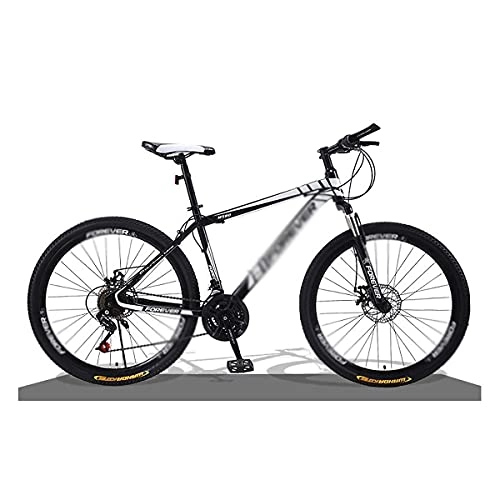 Vélo de montagnes : Vélo de montagne 27, 5" 24 / 27 vitesses double disque frein VTT pour adulte avec acier à haute teneur en carbone pour homme et femme (Taille : 21 vitesses, couleur : noir)