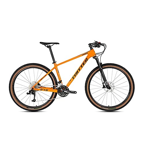 Vélo de montagnes : Vélo De Montagne, 30 Vitesses Fibre Carbone VTT, Pneus Extra Larges 2.25, Fourche Avant Pneumatique À Commande par Fil en Alliage, Vélo Complet À Queue Rigide 27.5 / 2 Orange-29x15inch