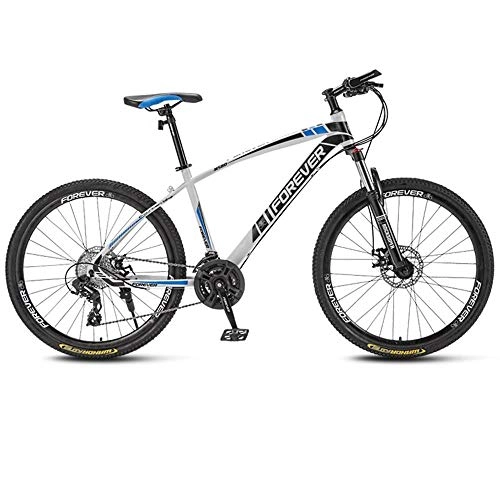 Vélo de montagnes : Vélo de montagne Implicitw vélo tout-terrain course à vitesse variable avec roue à rayons 26" 21 vitesses-Blanc bleu_26" 21 vitesses