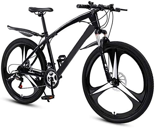 Vélo de montagnes : Vélo de montagne pour adulte de 26 pouces, VTT semi-rigide à double frein à disque, vélo d'extérieur unisexe, VTT à suspension complète, cyclisme de course en plein air, 24 vitesses, noir à 3 ray
