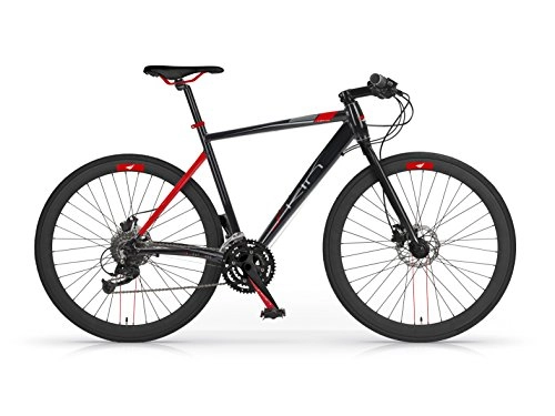 Vélo de montagnes : Vélo Hybride MBM Skin en aluminium avec frein à disque hydraulique (Noir, 54)
