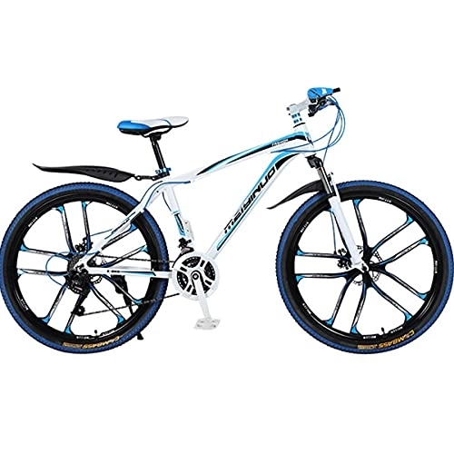 Vélo de montagnes : Vélo Montagne 26 Pouces 27 Vitesses Bikes VTT pour Hommes Et Femmes, Vélo avec Double Frein Disque Et Cadre en Alliage D'aluminium, Fourche Suspension, Bleu