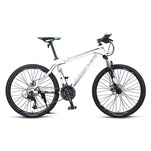 Vélo de montagnes : Vélo, VTT 27 vitesses, vélo tout-terrain à amortisseur, avec cadre en acier à haute teneur en carbone, pour adultes et adolescents, facile à installer, antidérapant, frein à double disque / bleu