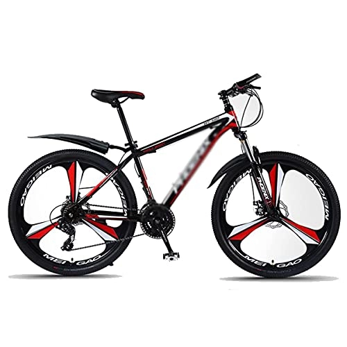 Vélo de montagnes : Vélo VTT Outroad de 66 cm - 24 vitesses - Cadre en acier à haute teneur en carbone - Double frein à disque - Pour homme et femme - Taille : 24 vitesses - Couleur : rouge