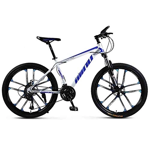 Vélo de montagnes : Vélos de Ville VTT Vélo VTT Adulte VTT Lumière Route Vélos for Hommes et Femmes 24 / 26 Pouces Roues réglable Vitesse Double Frein à Disque BMX Suspendu (Color : Blue-24in, Size : 30 Speed)