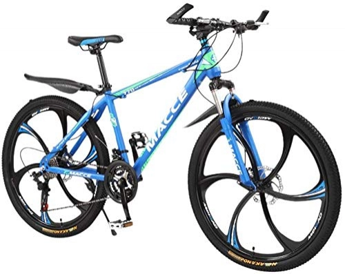 Vélo de montagnes : Wangwang454 Carbon-Rich Steel Strong 26 inch Mountain Bike Fully Suitable from 160 cm-180cm Disc Brake Front and Rear Full Suspension Boys-Men Bike with Front and Rear Fender-Blue