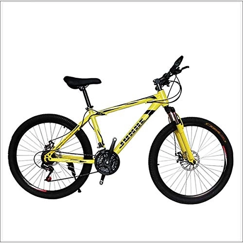 Vélo de montagnes : Xer VTT pour homme, 17", cadre en acier, 21 / 24 / 27 / 30 vitesses, amortisseur entièrement réglable, fourche à suspension avant, jaune, 24 vitesses