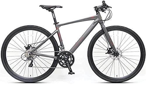 Vélo de montagnes : YANGHAO-VTT adulte- Vélo de route pour adultes, étudiant à vélos de course de 16 vitesses, vélos de route en aluminium léger avec freins à disque hydraulique, pneus 700 * 32c (couleur: gris, taille: p