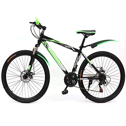 Vélo de montagnes : YANGSANJIN Vélo VTT en acier carbone à l’avant + arrière 21 vitesses, roue de frein à disque double 22