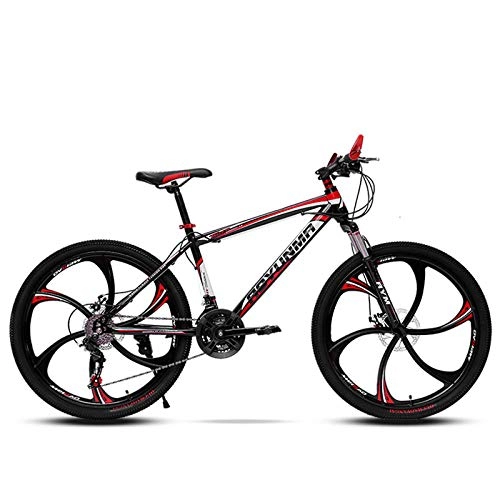 Vélo de montagnes : YeeWrr Electric Bikes for Adults Men Environmentally Friendly Transportation, Comfortable Riding, 24 / 26 inch Mountain Bike, Lightweight Hybrid Bike-Black_Red_6Spokes_27speed_24inches